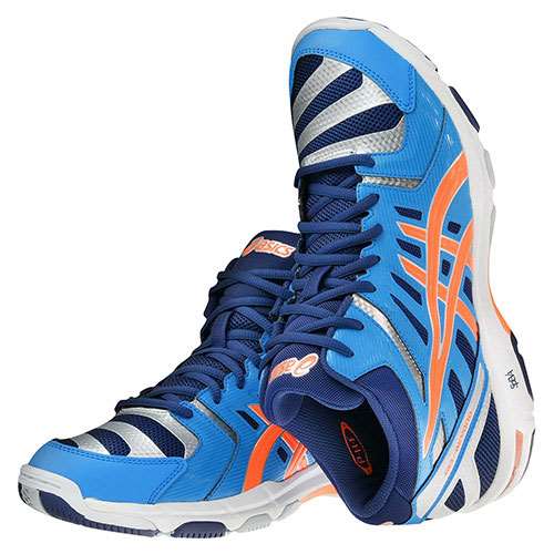  خرید  کفش والیبال اورجینال اسیکس آبی نارنجی Asics Orginal Volleyball shoes Gel beyound B403N  