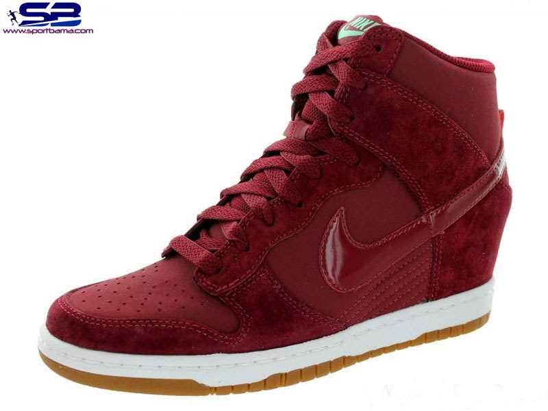  خرید  کفش نایک دانک اسکای ساق دار زرشکی اناری classic shoes Nike dunksky hi essential wmns red gum brown 644877-603 