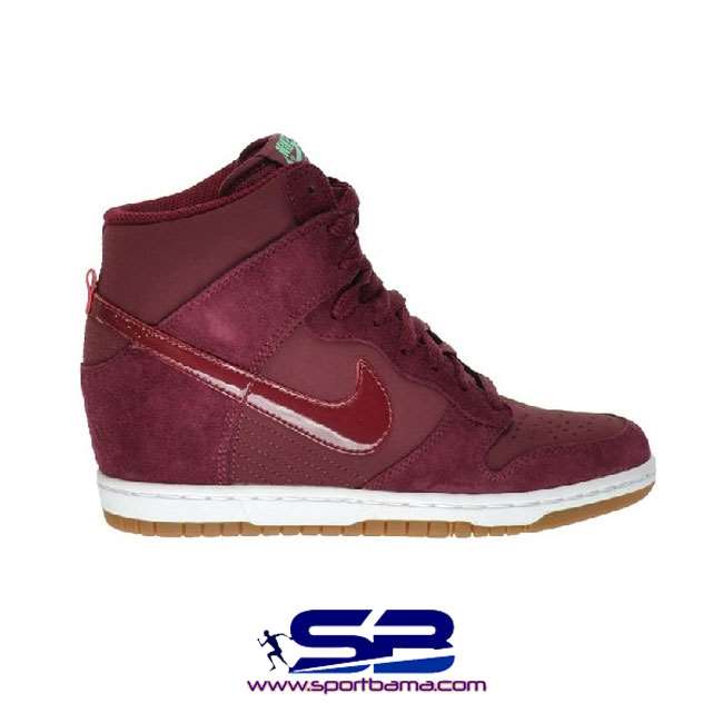  خرید  کفش نایک دانک اسکای ساق دار زرشکی اناری classic shoes Nike dunksky hi essential wmns red gum brown 644877-603 