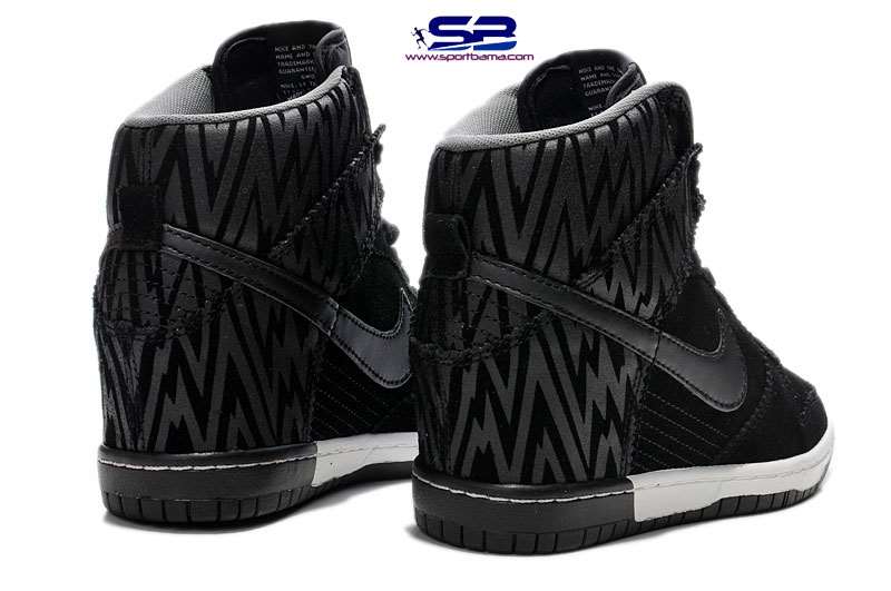  خرید  کفش کلاسیک  نایک دانک اسکای ساق دار nike dunk sky hi w premium print zebro triple black ice white 543258-002

