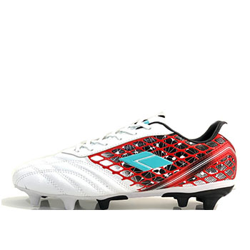 'کفش فوتبال دیفانو مخصوص چمن طبیعی رویه چرم مصنوعی رنگ سفید قرمز'