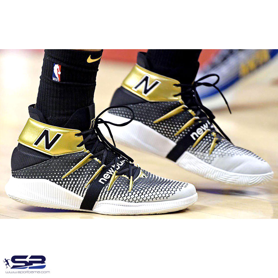  خرید  کفش کتونی کوای لنارد مخصوص بسکتبال ساق دار رنگ سفید طلایی