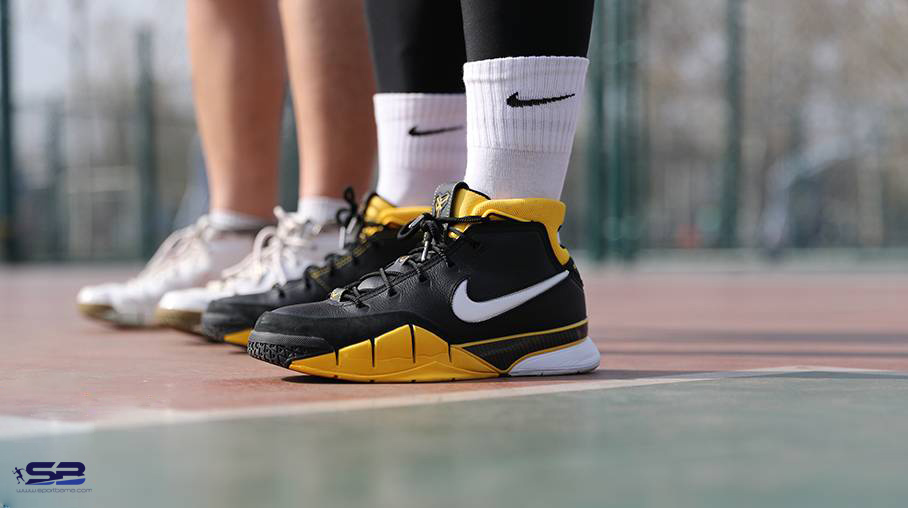  خرید  کفش کتانی بندی نایک کوب 1 مشکی زرد مخصوص بسکتبال 