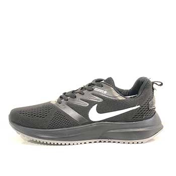 کفش کتانی بندی نایک رنگ مشکی نقره ای مناسب پیاده روی ،دویدن قابل استفاده در باشگاه