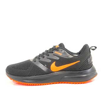 'کفش کتانی بندی نایک رنگ مشکی نارنجی مناسب پیاده روی ،دویدن قابل استفاده در باشگاه'
