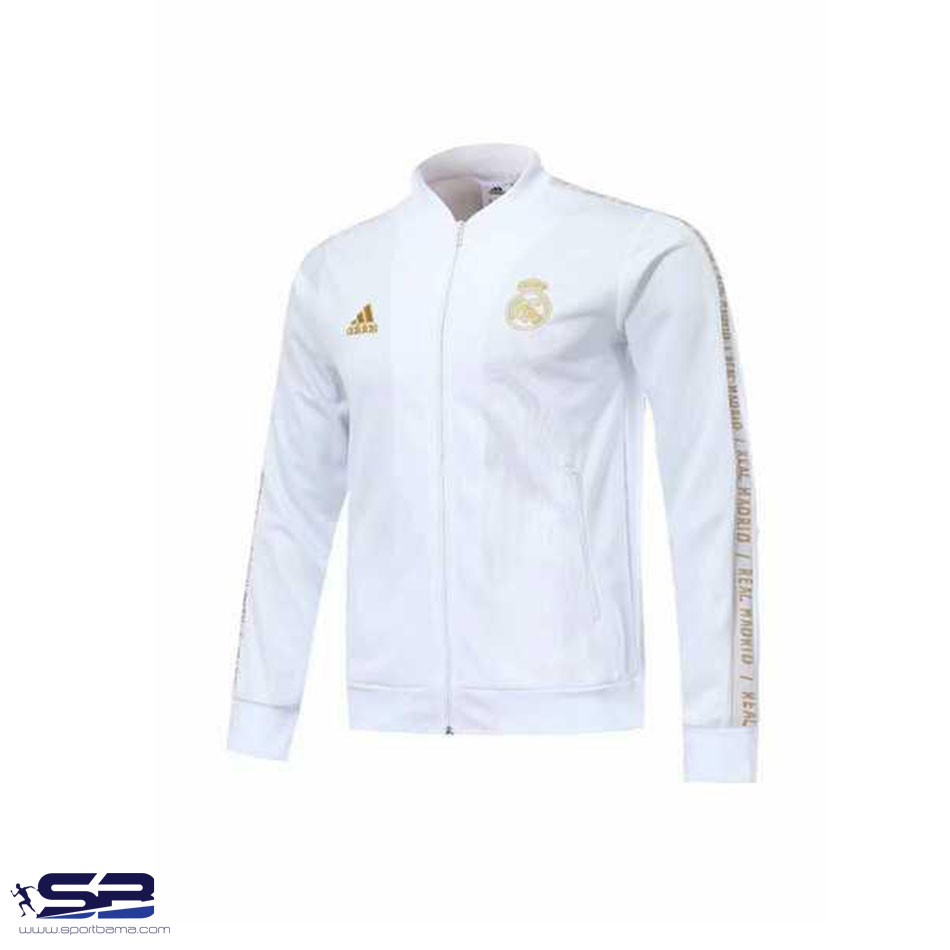  خرید  ست ورزشی گرمکن شلوار رئال مادریدتمام زیپ رنگ سفید طلایی 2020