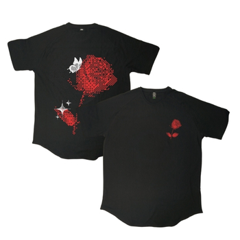 تیشرت لانگ طرح pixelated rose