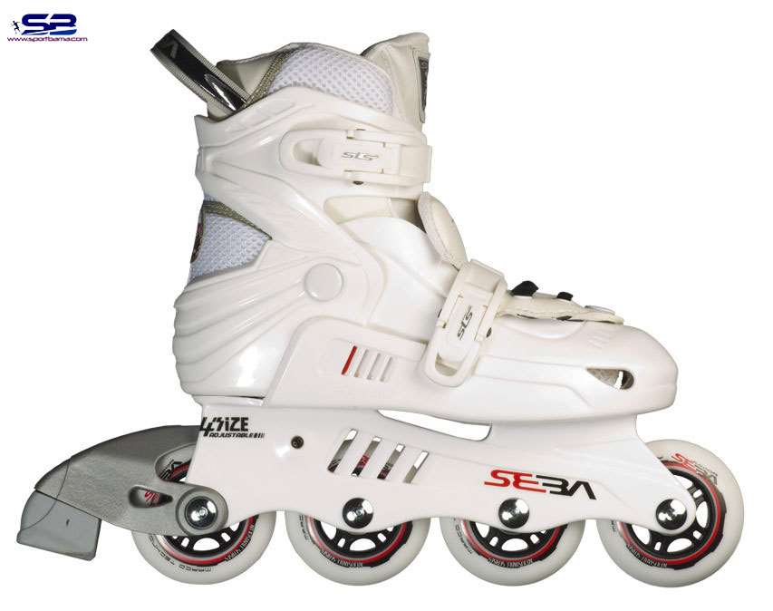  خرید  کفش اسکیت مبتدی سبا کوچک پا رویه محکم سفید سایز متحرک Seba Junior  hard skate White